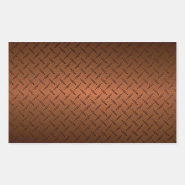 Sticker Rectangulaire Diamondplate Look Motif noir à fond de cuivre (Devant)