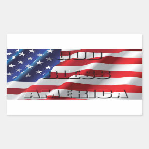 Sticker Rectangulaire Dieu bénisse l'Amérique patriotique et puissant