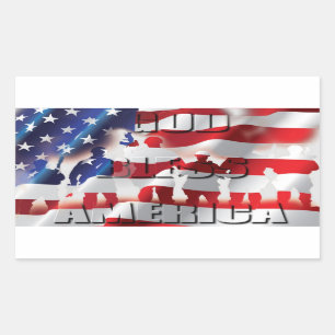 Sticker Rectangulaire Dieu bénisse les soldats américains et le patrioti