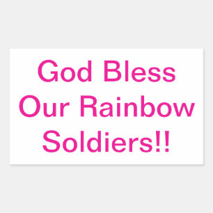 Sticker Rectangulaire Dieu Bénisse les Soldats Arc-en-ciel Hankamer Artj