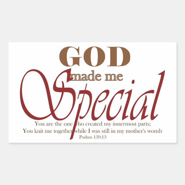 Sticker Rectangulaire Dieu m'a rendu spécial (Devant)