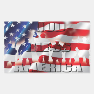 Sticker Rectangulaire Dieu patriotique bénisse le drapeau américain d'Am