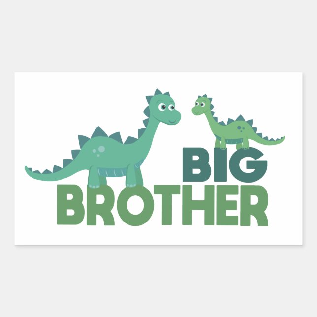 Sticker Rectangulaire Dinosaur grand frère faire-part (Devant)