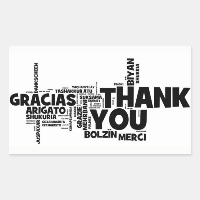 STICKER RECTANGULAIRE ***DIRE MERCI**** À BIEN DES ÉGARDS (Devant)