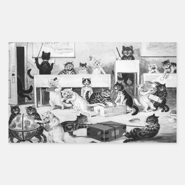 Sticker Rectangulaire Discipline de la classe de chats, Louis Wain (Devant)