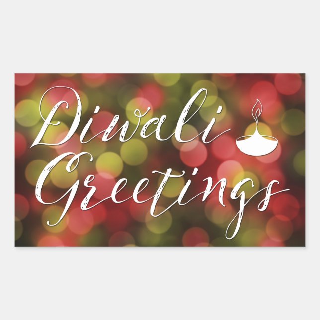 Sticker Rectangulaire diwali salut bokeh lumières (Devant)