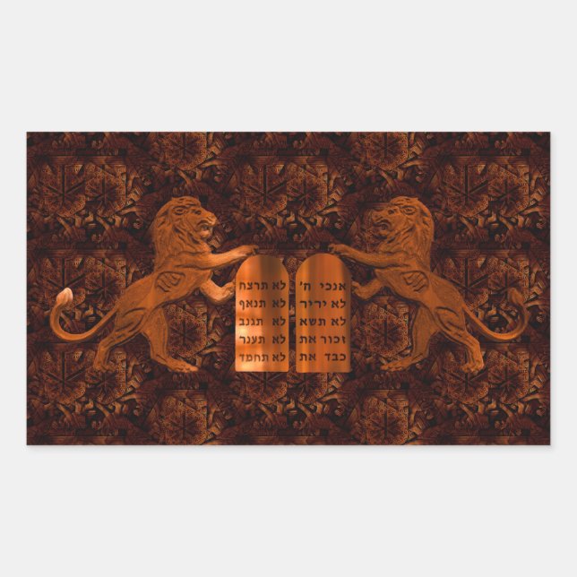 Sticker Rectangulaire Dix commandements et lions (Devant)