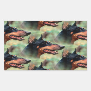 Sticker Rectangulaire Doberman Pinscher dans les bois