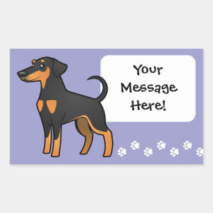 Sticker Rectangulaire Doberman Pinscher (oreilles de disquette)