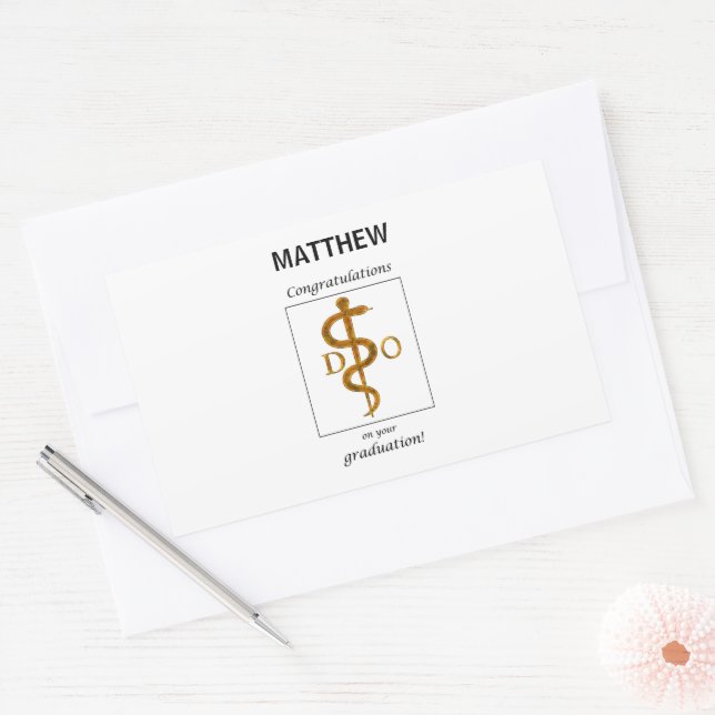 Sticker Rectangulaire Docteur en ostéopathie Diplôme Félicitations (Enveloppe)