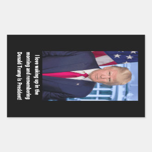 Sticker Rectangulaire Donald Trump I Love Se réveiller le matin