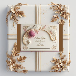 Sticker Rectangulaire Douceur baroque dorée avec tourbillons floraux de