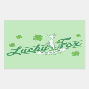 Sticker Rectangulaire Dr Seuss   Lucky Fox Dans Ses Chaussettes Irlandai