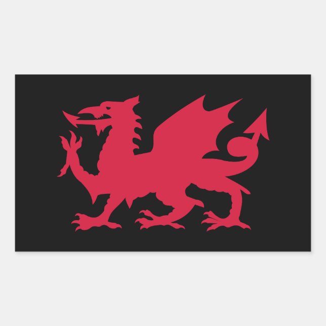 Sticker Rectangulaire Dragon gallois rouge (Devant)