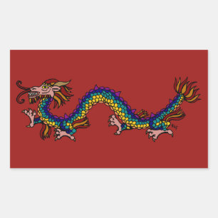 Sticker Rectangulaire Dragon oriental