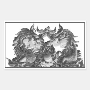 Sticker Rectangulaire Dragons chinois