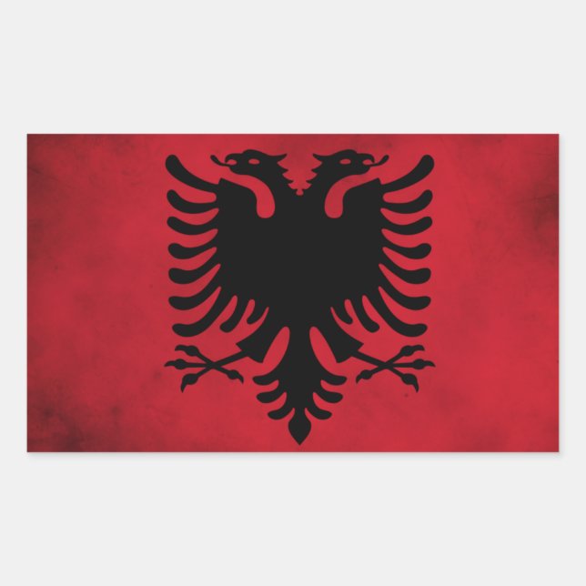 Sticker Rectangulaire Drapeau albanais Grunge [haute qualité] (Devant)