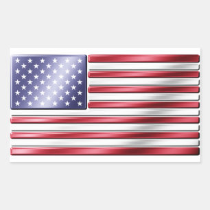 Sticker Rectangulaire Drapeau Américain 2 - USA - Métal