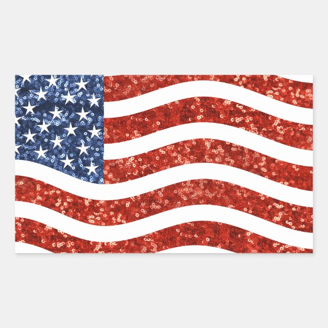 Sticker Rectangulaire drapeau américain à impression fausse séquence (Devant)