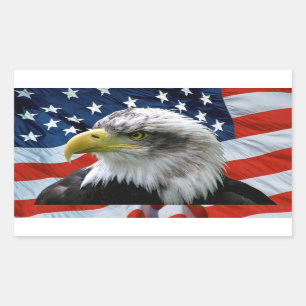 Sticker Rectangulaire Drapeau américain chauve patriotique d'Eagle