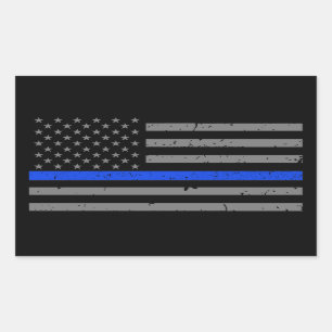 Sticker Rectangulaire Drapeau américain mince de Blue Line