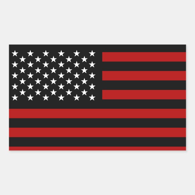 Sticker Rectangulaire Drapeau américain noir blanc (Devant)