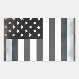 Sticker Rectangulaire Drapeau américain noir et blanc