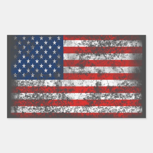 Sticker Rectangulaire Drapeau américain patriotique en détresse (Devant)