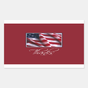 Sticker Rectangulaire Drapeau américain patriotique merci en rouge