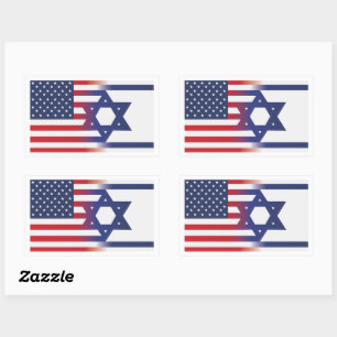Sticker Rectangulaire Drapeau américain Stand With Israel
