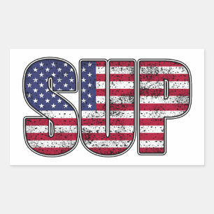 Sticker Rectangulaire Drapeau américain Standup Paddle SUP