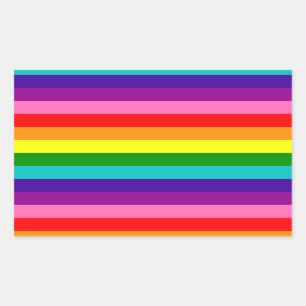 Sticker Rectangulaire Drapeau arc-en-ciel d'un Gay pride LGBT à 8 bandes