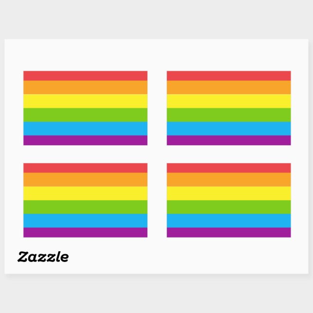Sticker Rectangulaire Drapeau arc-en-ciel Lgbt (Feuille)