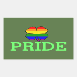 Sticker Rectangulaire Drapeau arc-en-ciel Shamrock Fierté gay