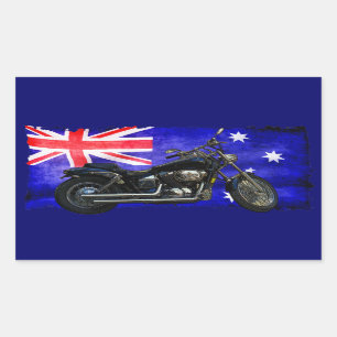 Sticker Rectangulaire Drapeau australien Downunder, Motorcycle Biker Des