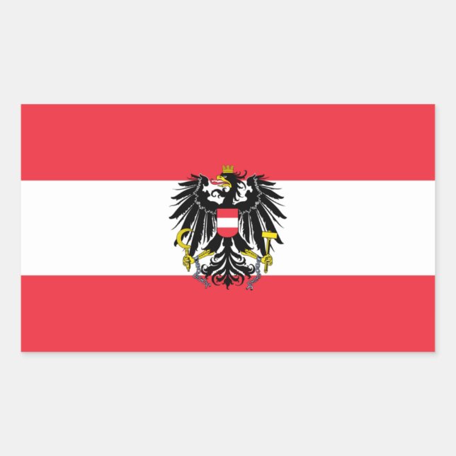 Sticker Rectangulaire Drapeau Autriche (Devant)