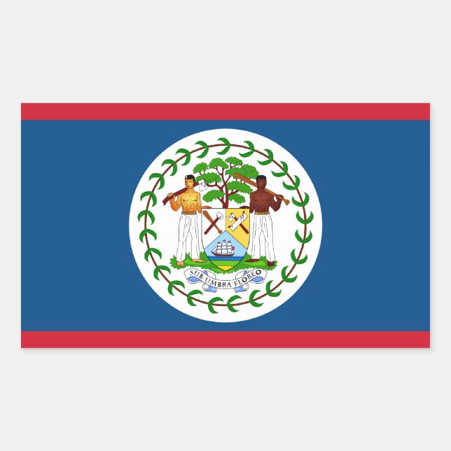 Sticker Rectangulaire Drapeau Belize/Bélizienne (Devant)
