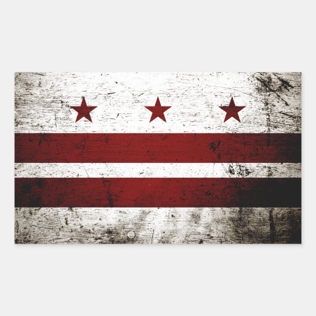 Sticker Rectangulaire Drapeau Black Grunge Washington DC (Devant)