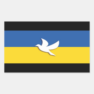STICKER RECTANGULAIRE DRAPEAU BLEU JAUNE EN BICOULEUR D'UKRAINE PAIX DOV