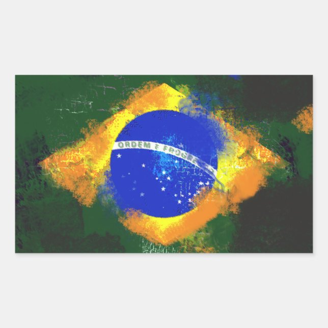 Sticker Rectangulaire Drapeau brésilien BR Brasil (Devant)