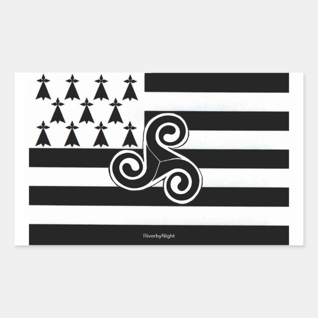 Sticker Rectangulaire Drapeau breton (breton) (Devant)