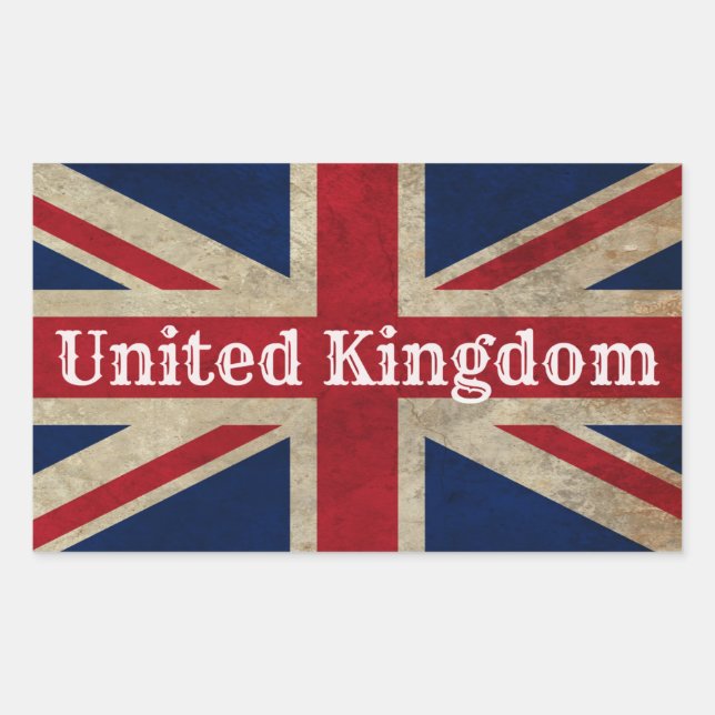 Sticker Rectangulaire Drapeau britannique en détresse (Devant)