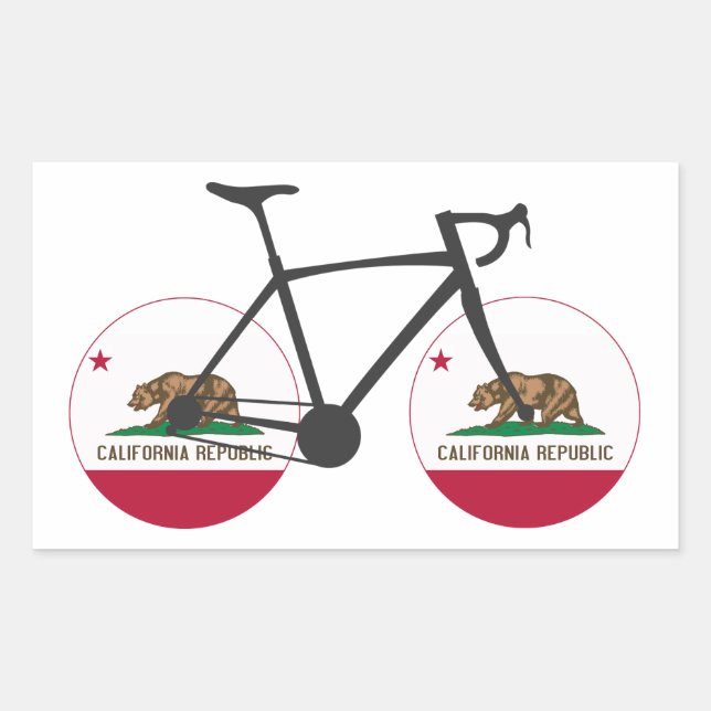 Sticker Rectangulaire Drapeau californien à vélo (Devant)