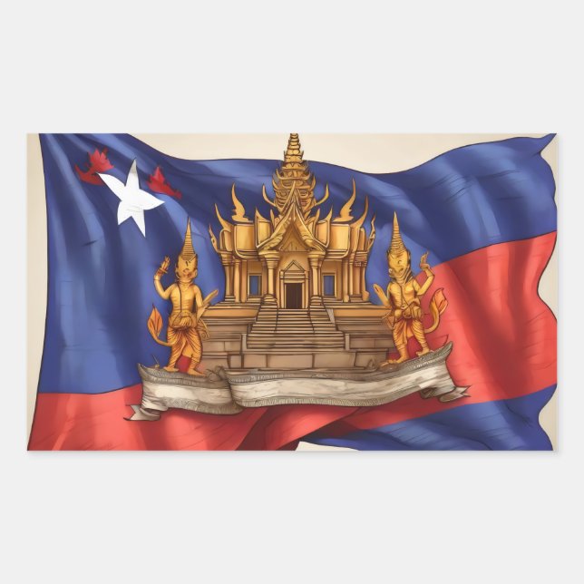 Sticker Rectangulaire drapeau cambodgien (Devant)