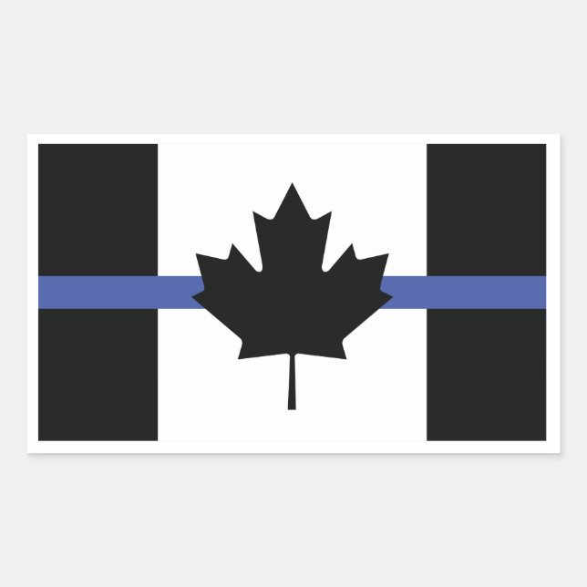 Sticker Rectangulaire Drapeau canadien avec ligne bleue, Ligne bleue min (Devant)