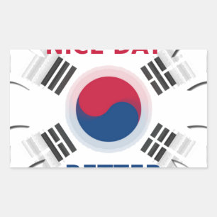 Sticker Rectangulaire Drapeau coréen design joyeux "Avoir une belle jour