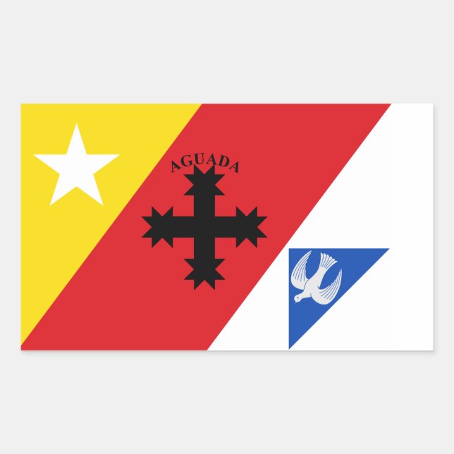 Sticker Rectangulaire Drapeau d'Aguada, Porto Rico (Devant)