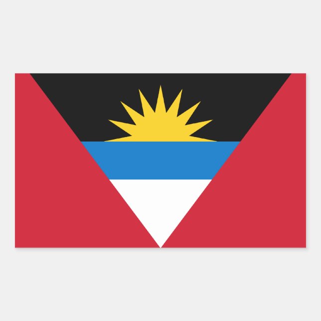 Sticker Rectangulaire Drapeau d'Antigua-et-Barbuda (Antiguais/Barbudan) (Devant)