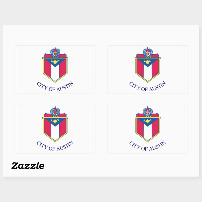 Sticker Rectangulaire Drapeau d'Austin, Texas (Feuille)