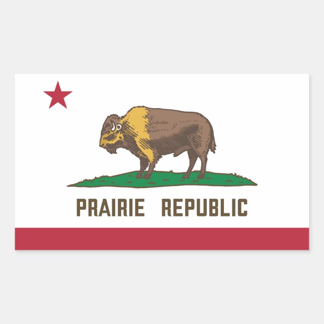 Sticker Rectangulaire Drapeau de bison de la République des Prairies Gra (Devant)